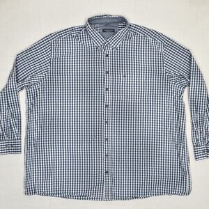 Casa Moda Men Button Down Shirt Plaid Long Sleeve Cotton Blue Size 4XL Comfort